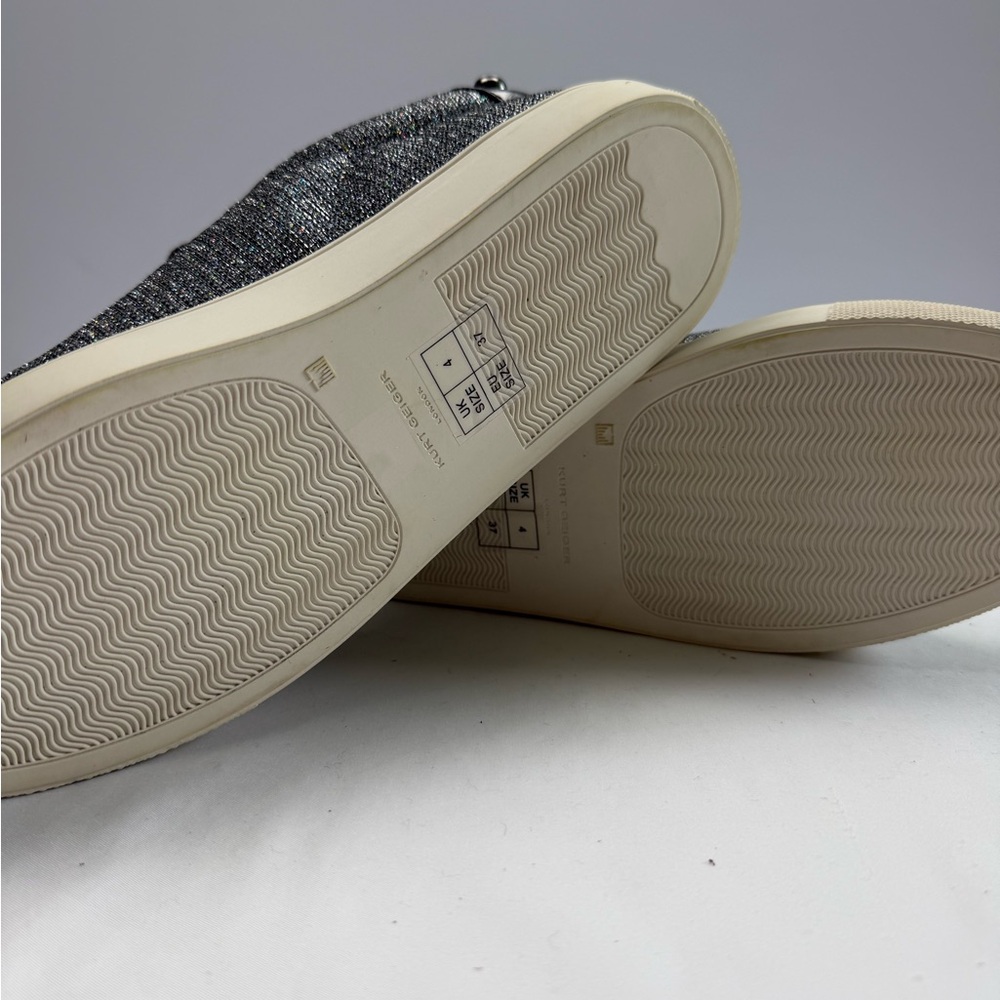 NWOT Kurt Geiger London Silver Glitter Eagle Sneakers Women’s Size 7 EU 37 - Picture 7 of 9